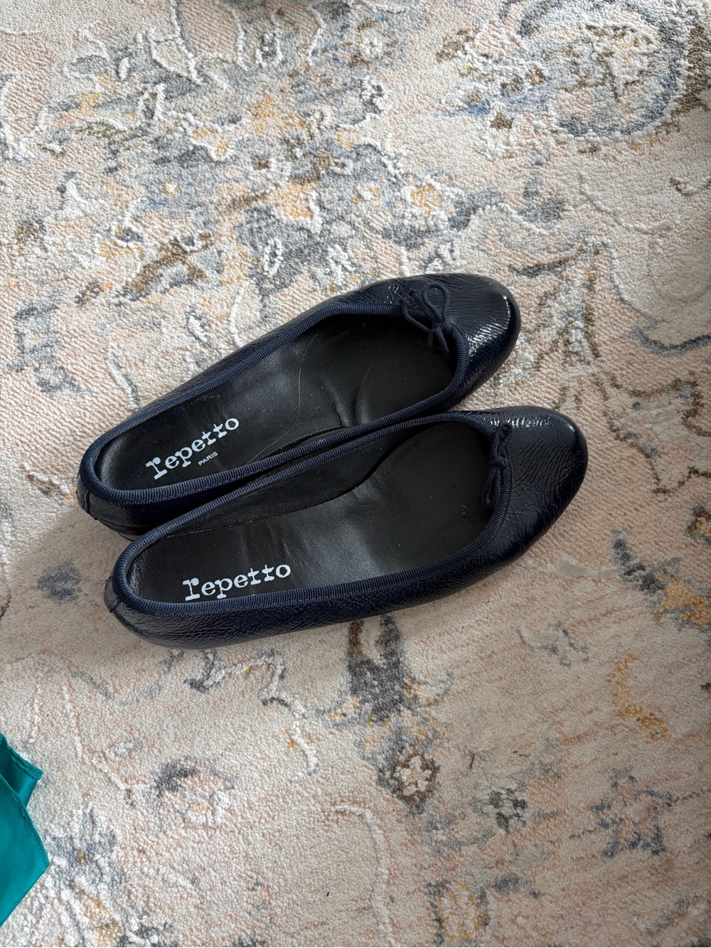 Repetto Navy Blue Leather Ballet Flats